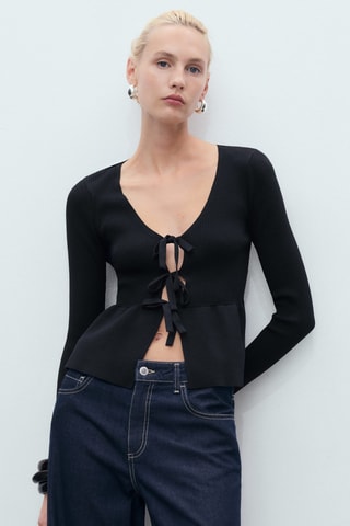 Cardigan maille nœuds - Noir