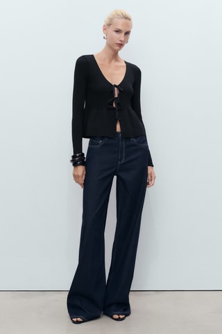 Cardigan maille nœuds - Noir