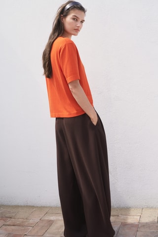 Pull-over maille fine manches courtes - Paprika