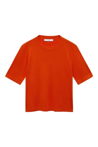 Pull-over maille fine manches courtes - Paprika