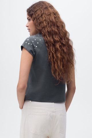 T-shirt coton à clous - Anthracite