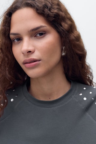 T-shirt coton à clous - Anthracite