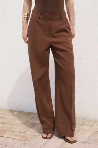 Pantalon droit taille normale - Marron
