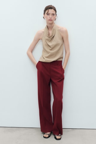 Pantalon droit taille normale - Grenat