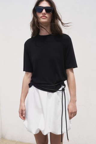 Geweven Trui met Korte Mouwen - Zwart