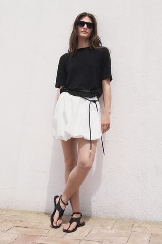 Geweven Trui met Korte Mouwen - Zwart