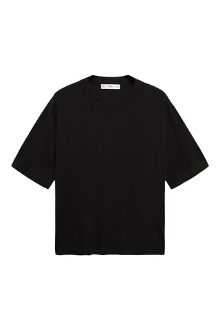 Geweven Trui met Korte Mouwen - Zwart