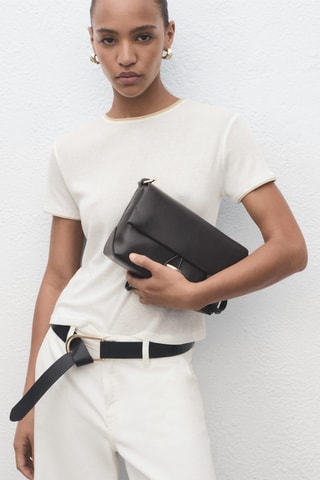 T-shirt coton combiné - Ecru