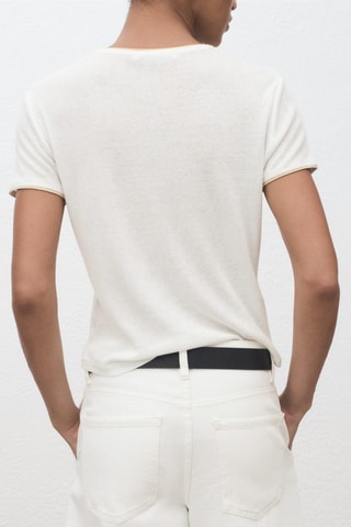 T-shirt coton combiné - Ecru