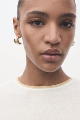 T-shirt coton combiné - Ecru