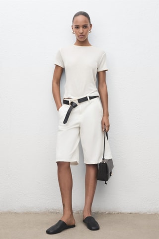 T-shirt coton combiné - Ecru