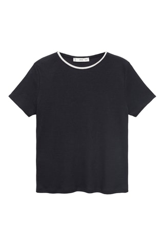 T-shirt coton combiné - Bleu marine