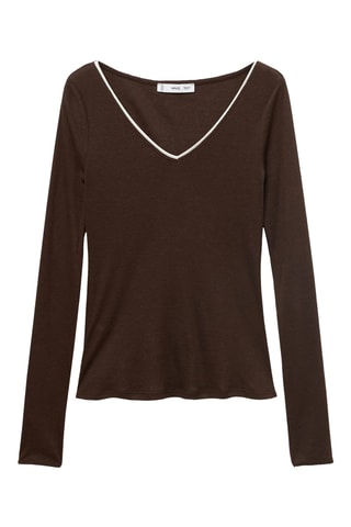 T-shirt V-hals - Bruin