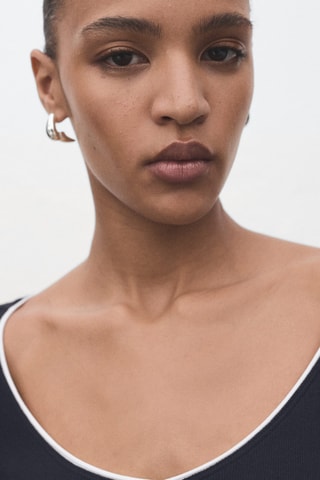 T-shirt combiné col V - Bleu marine