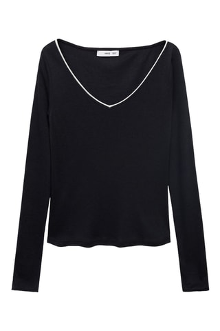 T-shirt combiné col V - Bleu marine