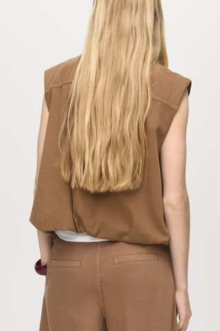 Gilet en jean bouffant - Marron