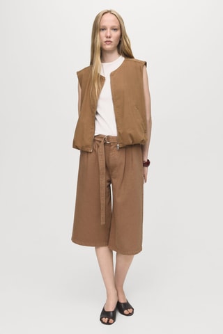 Gilet en jean bouffant - Marron