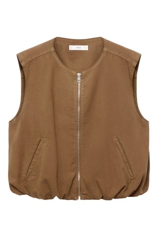 Gilet en jean bouffant - Marron