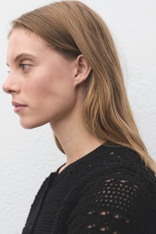 Cardigan crochet manches courtes - Noir