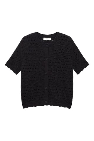 Cardigan crochet manches courtes - Noir