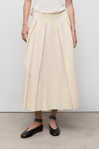 Jupe midi plissée - Ivoire