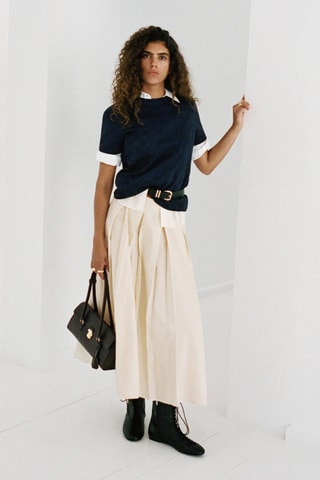 Jupe midi plissée - Ivoire