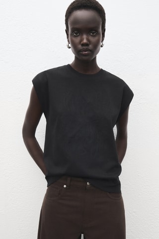 T-shirt sans manches coton - Noir