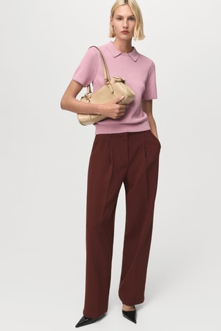 Pull-over col chemise - Rose pastel