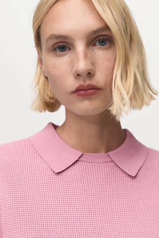 Pull-over col chemise - Rose pastel