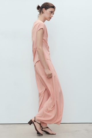 Pantalon palazzo à pinces - Rose