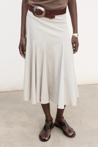 Jupe midi à plis - Gris