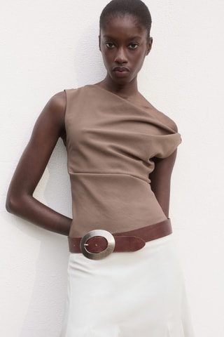 Jupe midi à plis - Gris