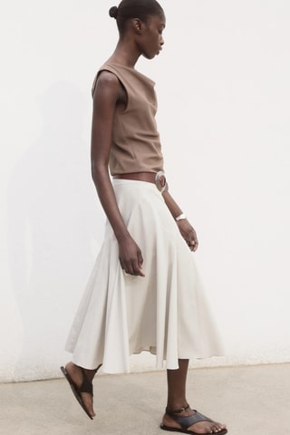 Jupe midi à plis - Gris