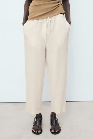 Pantalon lin cordon - Gris clair