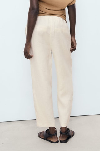 Pantalon lin cordon - Gris clair