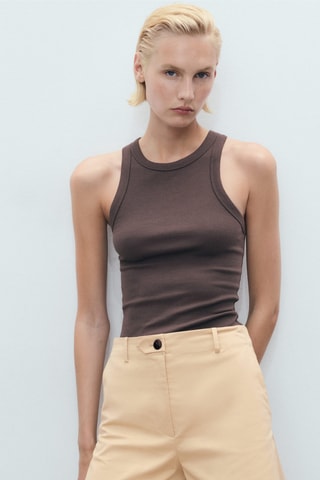 Recht Short met plooien - Bruin