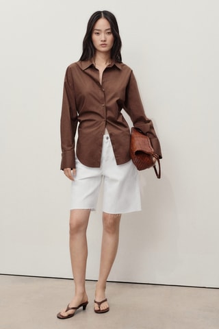 Bermuda denim bas effiloché - Blanc