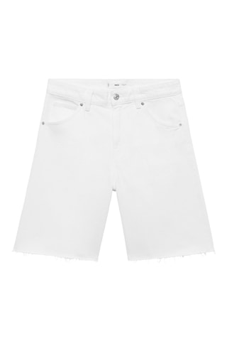 Bermuda denim bas effiloché - Blanc