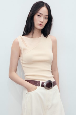 Haut cut out en maille - Ecru