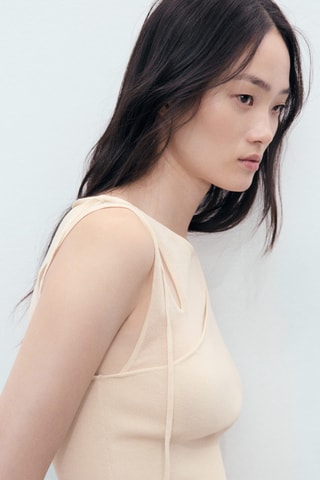 Haut cut out en maille - Ecru