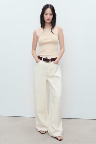 Haut cut out en maille - Ecru