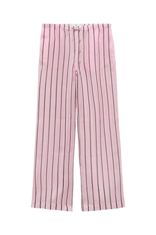 Pantalon en ramie à rayures - Rose clair