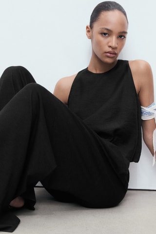 Pantalon droit maille fine - Noir