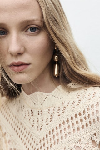 Pull-over maille détails ajourés - Ecru