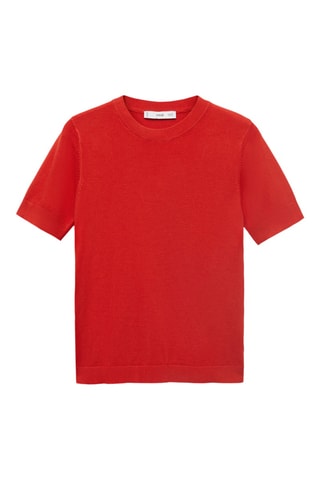 Pull-over maille fine manches courtes - Rouge