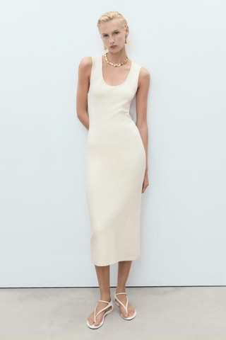 Robe midi ajustée - Ecru