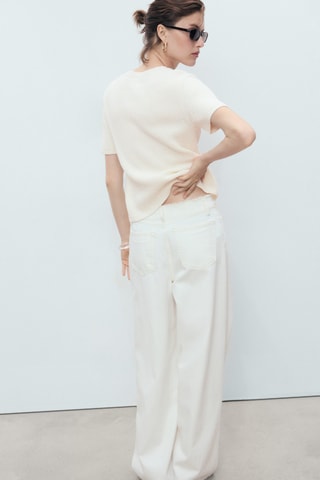 Cardigan en maille à manches courtes - Ecru