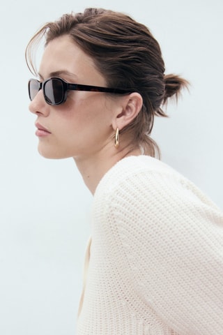 Cardigan en maille à manches courtes - Ecru