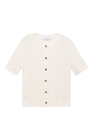 Cardigan en maille à manches courtes - Ecru