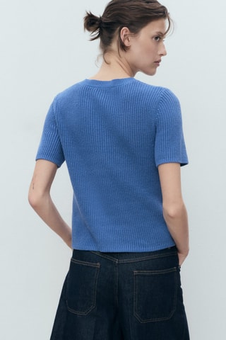 Cardigan maille à manches courtes - Bleu électrique